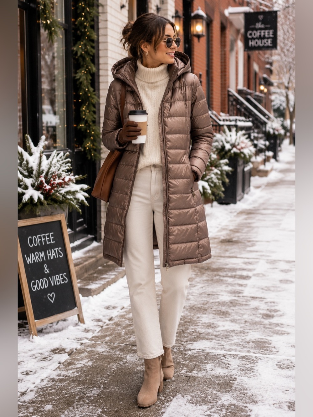 Andrew Marc Packable Premium Down Long Puffer Coat Bronze Hooded Jacket XS